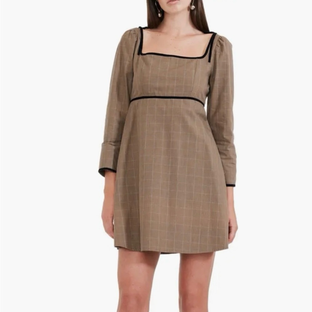 Eddy Tatum Coco Check Plaid Long Sleeve Mini Dress | Size M